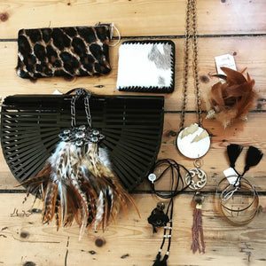 Feather Necklaces and Vintage Mother of Pearl