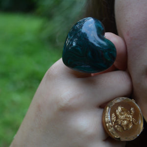 Malachite Vintage Heart Ring says I Love You this Valentines day