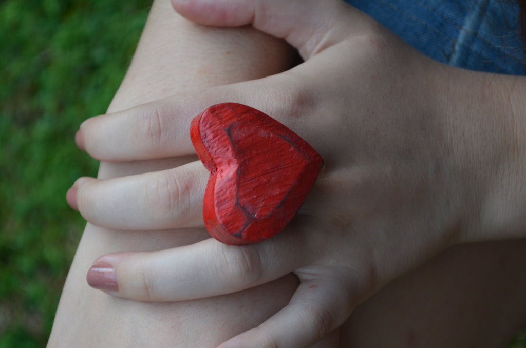 A Big Red Heart Ring spells L.O.V.E. on Valentines Day
