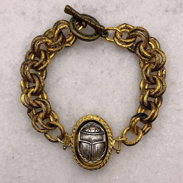 Scarab Bracelet | Vintage Style | Silver and Gold | Made in Australia