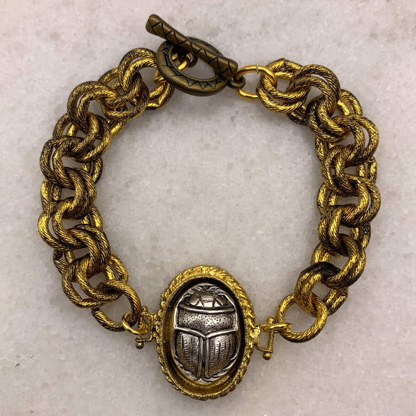 Scarab Bracelet | Vintage Style | Silver and Gold | Made in Australia