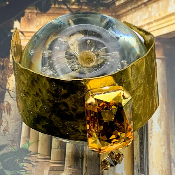 Golden Crystal | Cuff Bracelet | Handmade in Australia | Vintage Style