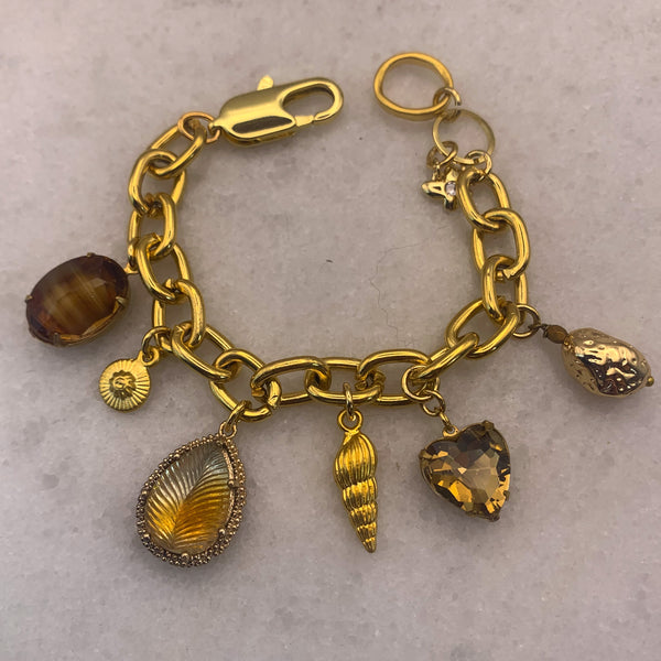 Vintage Charm Bracelet | Handmade in Australia | 24 Carat Gold 