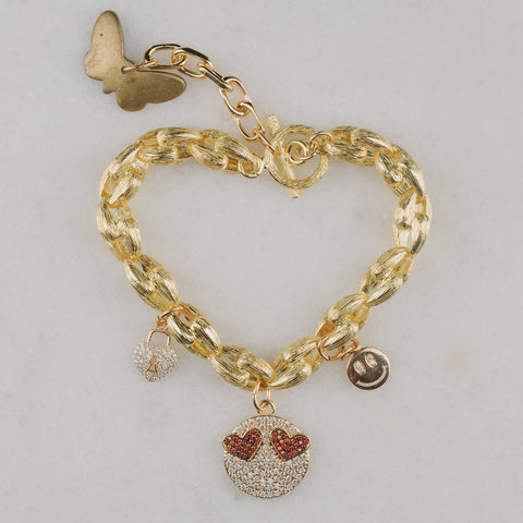 Gold Bracelet | Vintage Jewellery | Handmade in Australia | Smiley Face