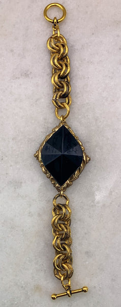 Vintage French Jet Crystal | Golden Bracelet | Handmade in Australia