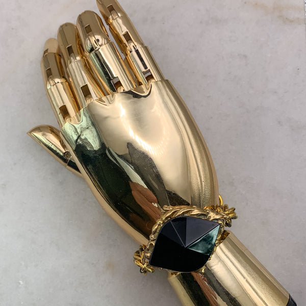 Vintage French Jet Crystal | Golden Bracelet | Handmade in Australia