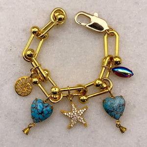 Turquoise | Gold Chain | Starfish Nautilus Charm | Handmade in Australia