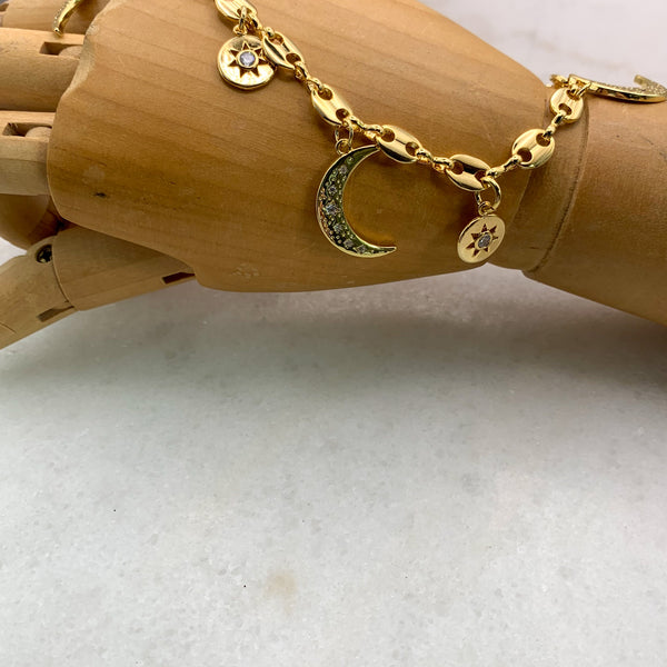 16 Carat Gold Filled | Crescent Moon | Handmade in Australia | Star Charm