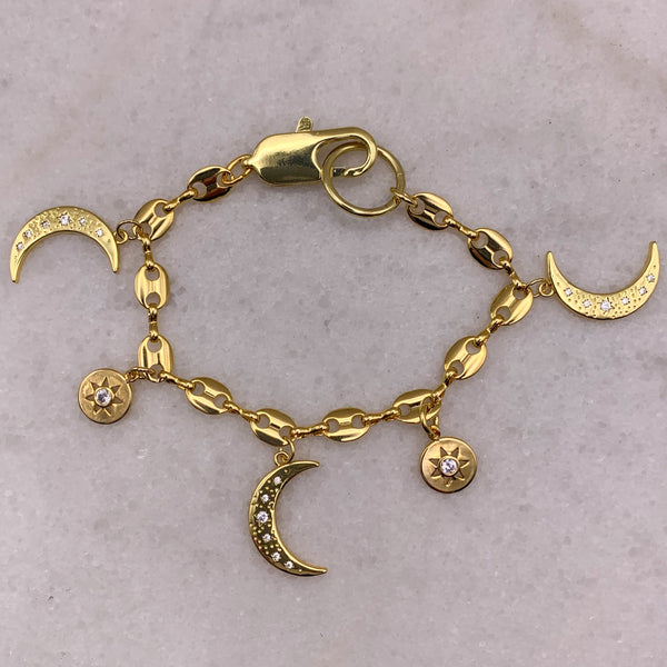 16 Carat Gold Filled | Crescent Moon | Handmade in Australia | Star Charm