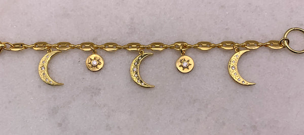 16 Carat Gold Filled | Crescent Moon | Handmade in Australia | Star Charm