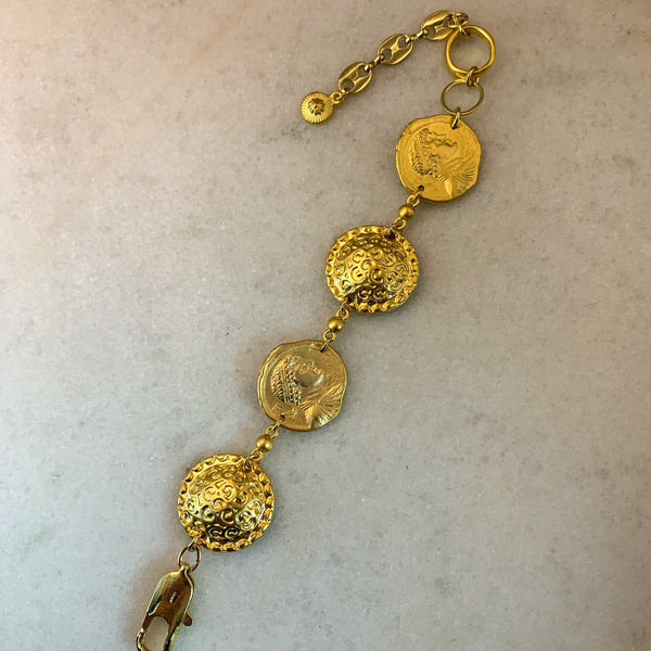 Gold Coin Bracelet | 18 Carat Gold | Handmade in Australia | Vintage Greek