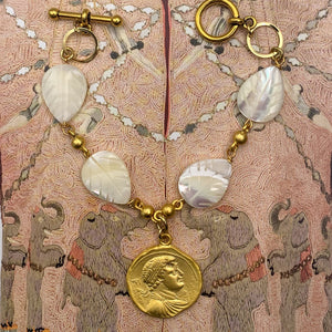 Vintage Coin Bracelet | Mother of Pearl Carving | Handmade in Australia