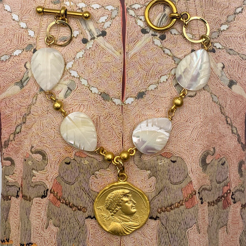 Vintage Coin Bracelet | Mother of Pearl Carving | Handmade in Australia