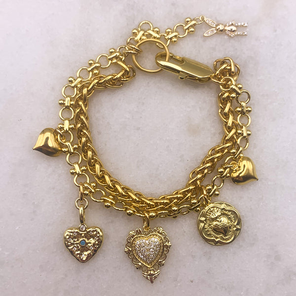 Gold Charm Bracelet | Heart Charm | Handmade in Australia 