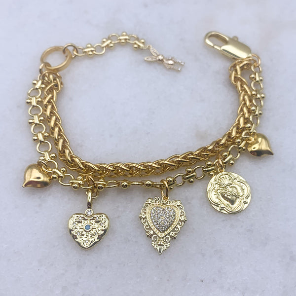 Gold Charm Bracelet | Heart Charm | Handmade in Australia 