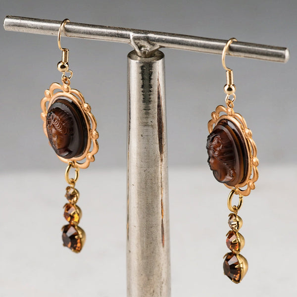 Amber Cameo Earrings | Vintage Jewellery | Sustainable Jewellery