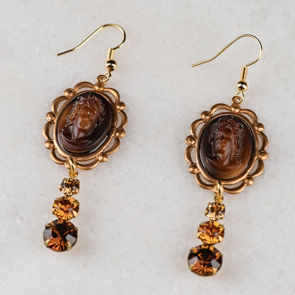 Amber Cameo Earrings | Vintage Jewellery | Sustainable Jewellery