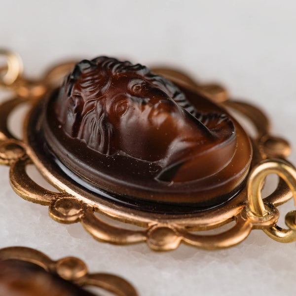 Amber Cameo Earrings | Vintage Jewellery | Sustainable Jewellery
