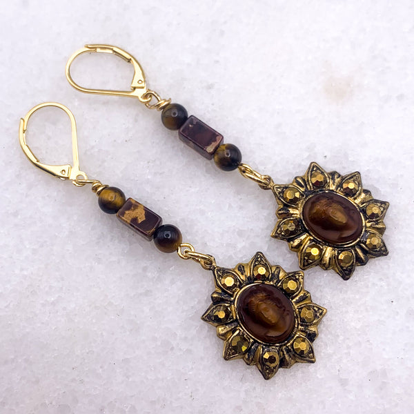 Handmade in Australia | Vintage Tortoise Shell Cameo | Tiger Eye Gem