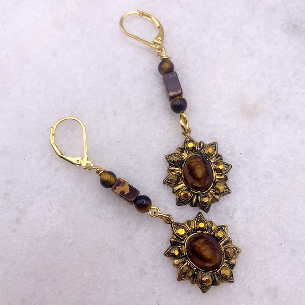 Handmade in Australia | Vintage Tortoise Shell Cameo | Tiger Eye Gem