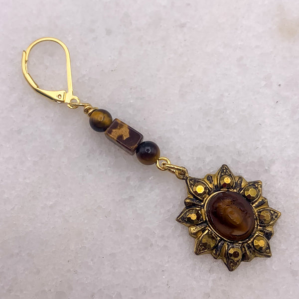 Handmade in Australia | Vintage Tortoise Shell Cameo | Tiger Eye Gem