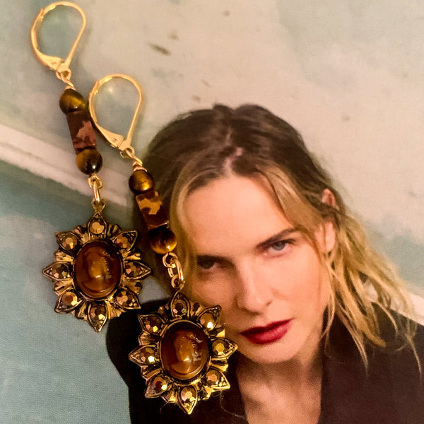 Handmade in Australia | Vintage Tortoise Shell Cameo | Tiger Eye Gem