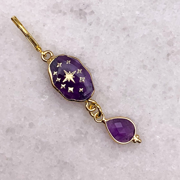 Amethyst Earrings | Gold Stars | Handmade in Australia 