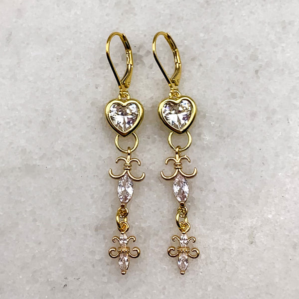 Fleur de Lis | Handmade in Australia | Crystal | Gold Filled Heart