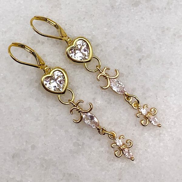 Fleur de Lis | Handmade in Australia | Crystal | Gold Filled Heart