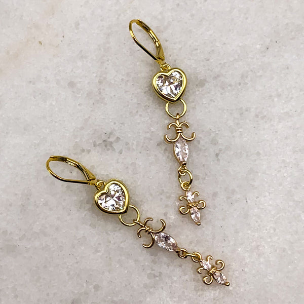 Fleur de Lis | Handmade in Australia | Crystal | Gold Filled Heart