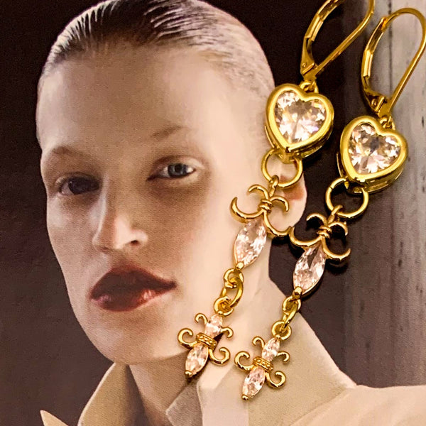 Fleur de Lis | Handmade in Australia | Crystal | Gold Filled Heart