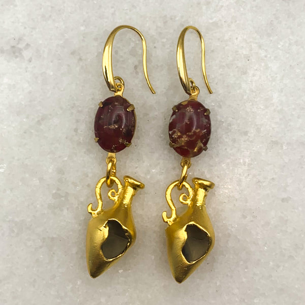 Amphora | Gold Earrings | Vintage Style | Handmade in Australia