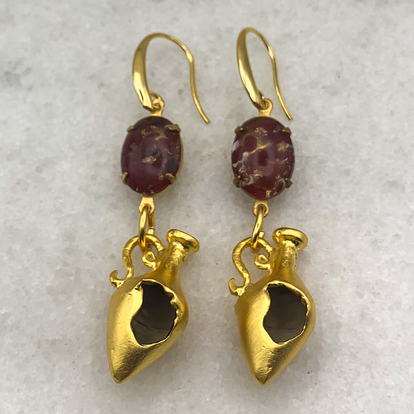 Amphora | Gold Earrings | Vintage Style | Handmade in Australia