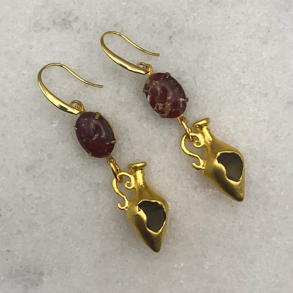 Amphora | Gold Earrings | Vintage Style | Handmade in Australia
