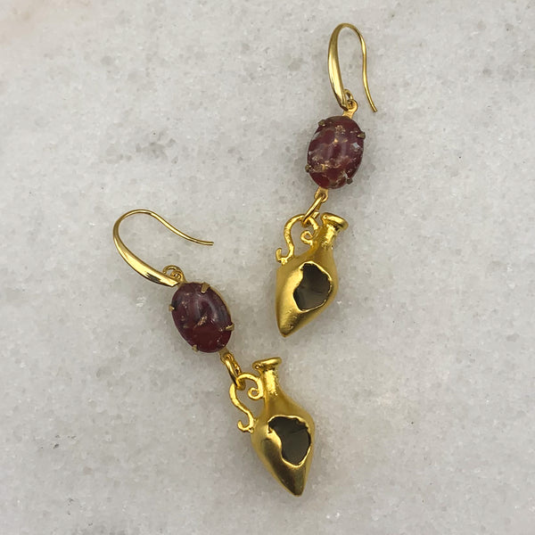 Amphora | Gold Earrings | Vintage Style | Handmade in Australia