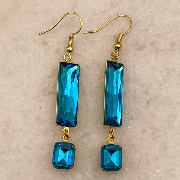 Azure Cut Crystal | Gold Earrings | Handmade in Australia

