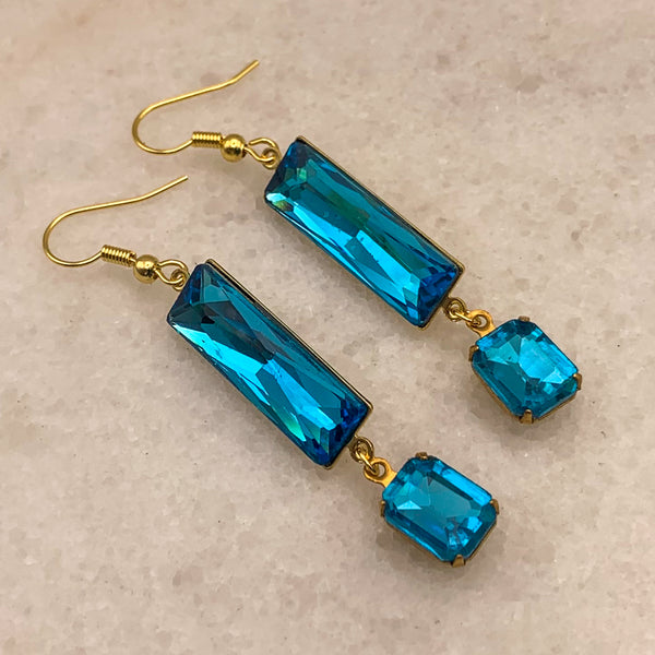 Azure Cut Crystal | Gold Earrings | Handmade in Australia

