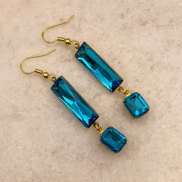 Azure Cut Crystal | Gold Earrings | Handmade in Australia

