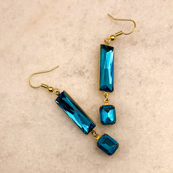 Azure Cut Crystal | Gold Earrings | Handmade in Australia

