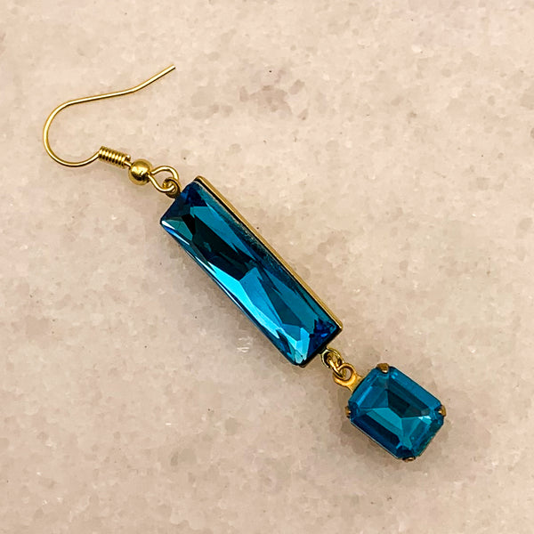 Azure Cut Crystal | Gold Earrings | Handmade in Australia

