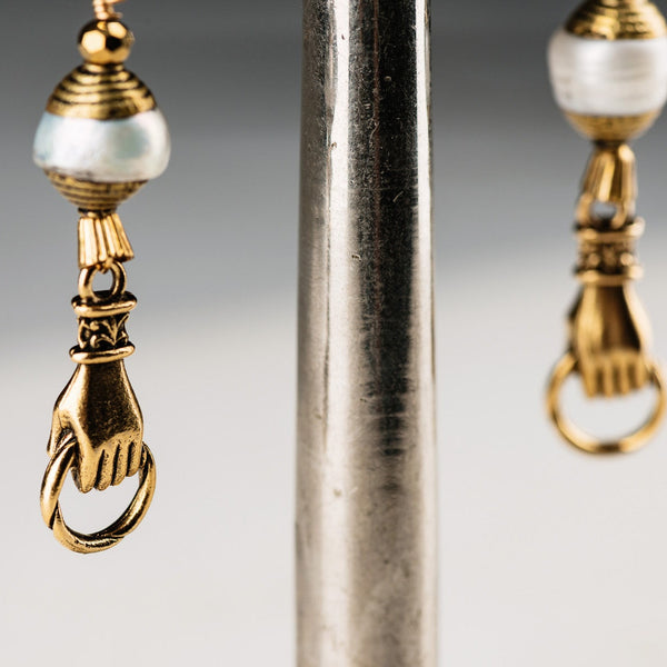 Vintage Tibetan | Handmade in Australia | Pearl Earring | Gold