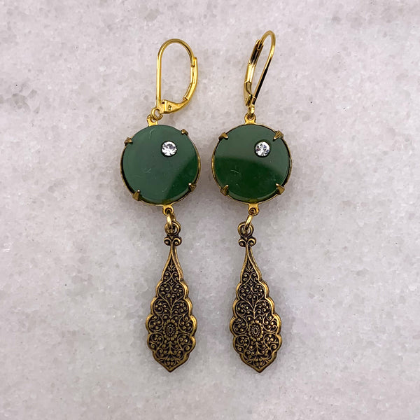 Vintage Crystal | Filigree Drop | Jade | Handmade in Australia