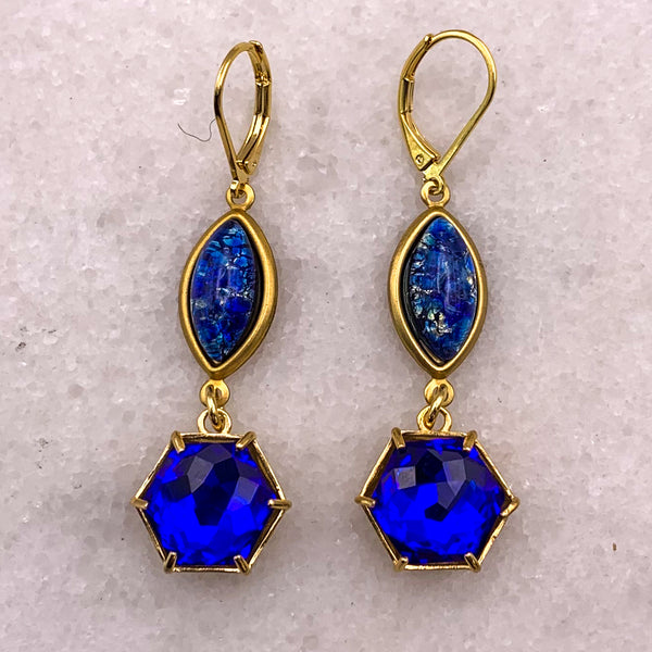 Blue Opal | Swarovski Crystal | Vintage Hexagon | Handmade in Australia