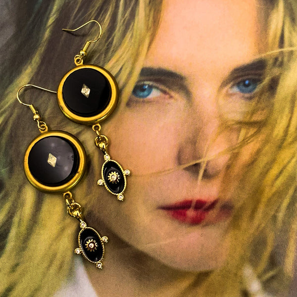French Jet and Cut Crystal Earrings | Hand Made in Australia | Vintage Jewellery
