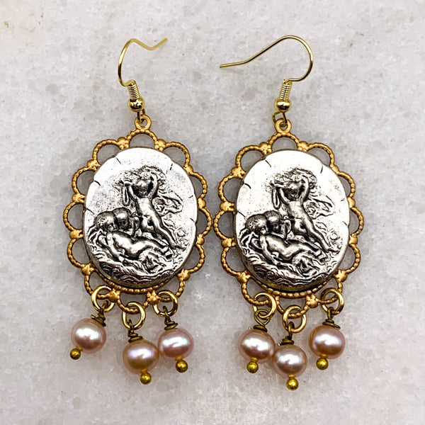 Pearl Earrings | Cherub | Handmade in Australia | Silver and Gold