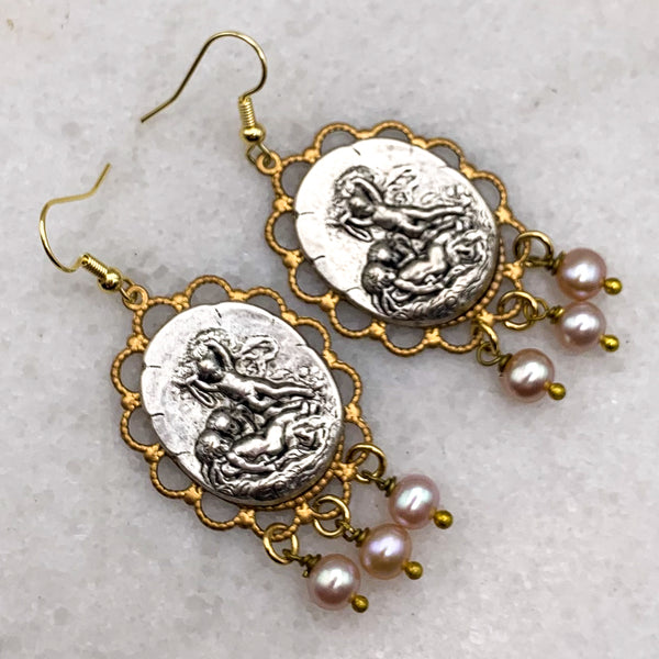 Pearl Earrings | Cherub | Handmade in Australia | Silver and Gold
