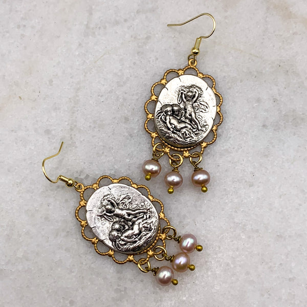 Pearl Earrings | Cherub | Handmade in Australia | Silver and Gold