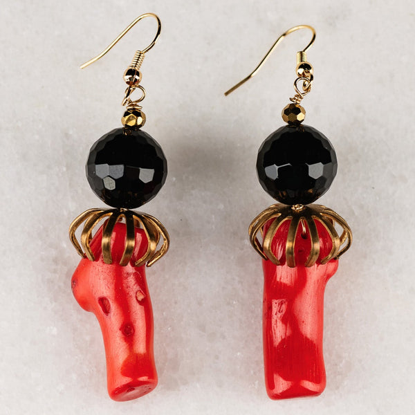 City Slicker Earrings | Coral Jewelry | Red Earrings | Vintage Handmade | Costume Jewellery