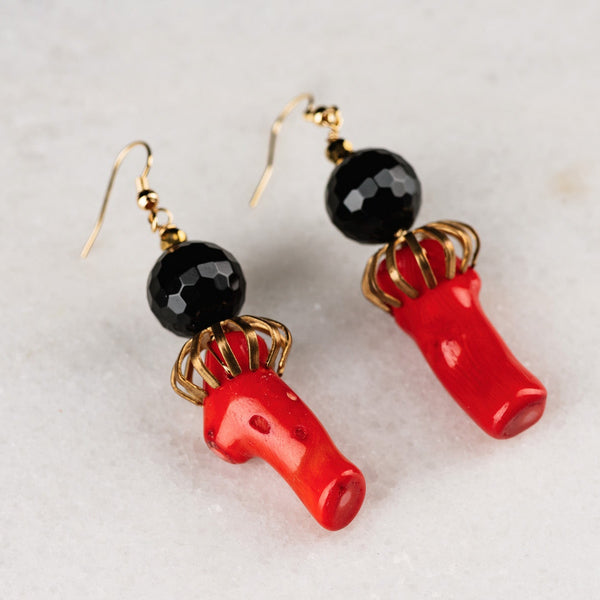 City Slicker Earrings | Coral Jewelry | Red Earrings | Vintage Handmade | Costume Jewellery