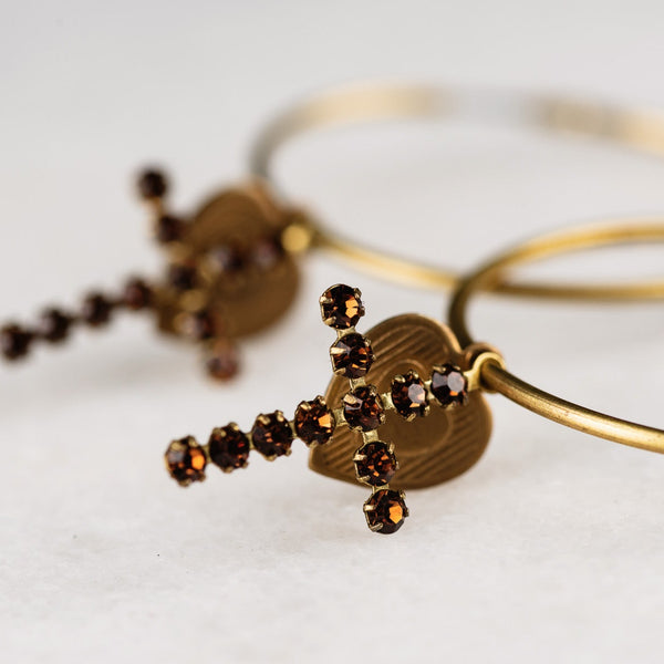 Hoop Earrings | Cross and Heart Earrings | Vintage handmade Jewellery